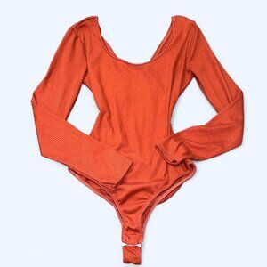 Saint 21 Orange Ribbed Long Sleeve Bodysuit